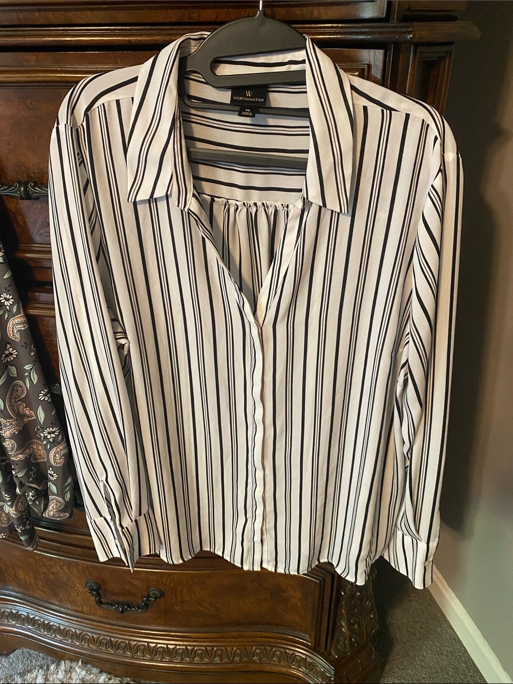 Worthington striped button up blouse